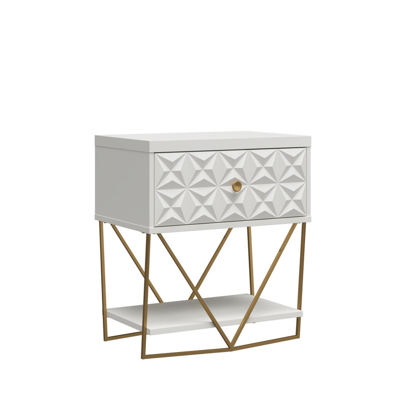 Minarik Floor Shelf End Table, White