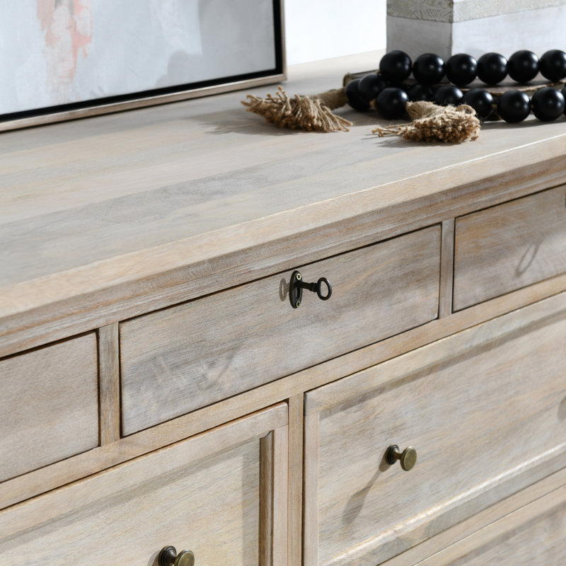 Adelaide Nine-drawer Mango Wood Dresser In Cocoa Brown, White Wash