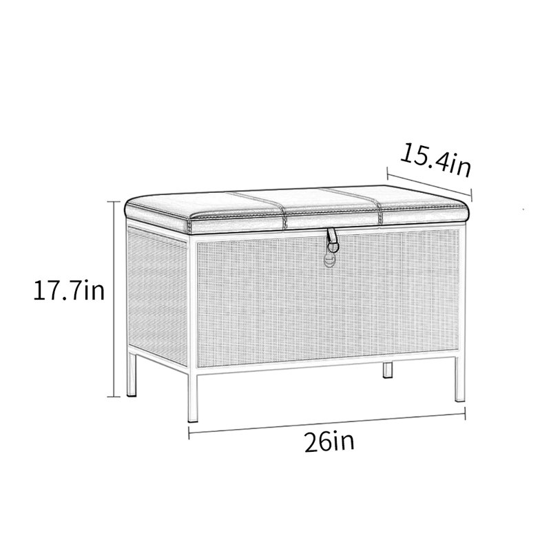 26in Shoe Changing Stool Flip Down Shoe Storage, Black/White