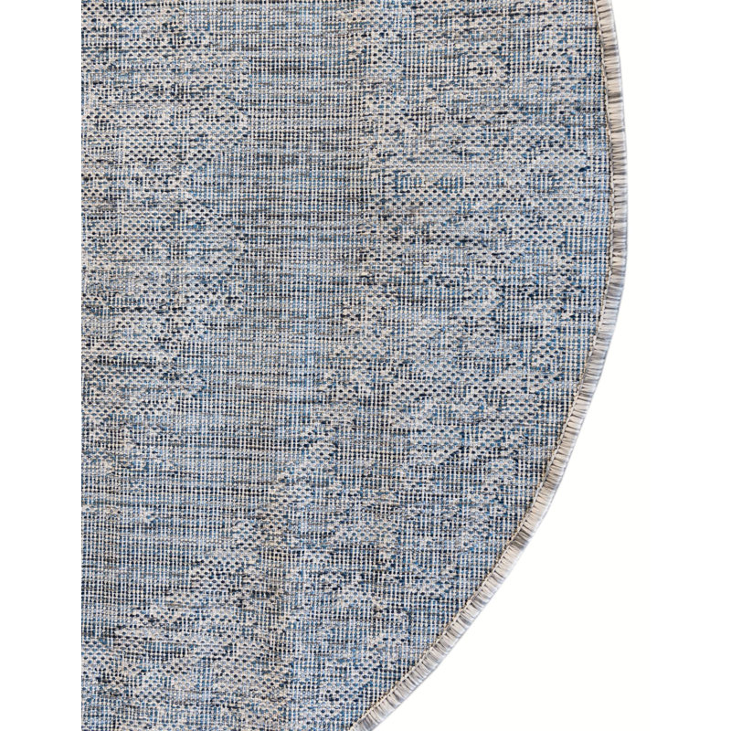 Tapis oriental bleu / gris Cowell, Rond 7 pi 10 po