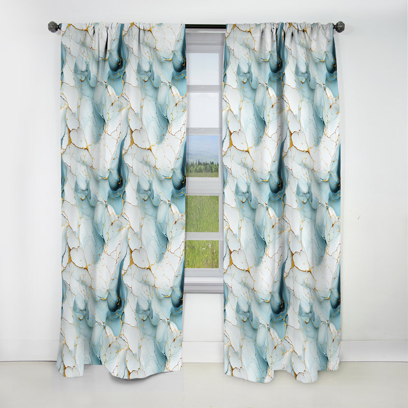 Oriental Elegance Marble Motif I - Rideau occultant en marbre abstrait - 1 panneaux, L 52 po x L 95 po