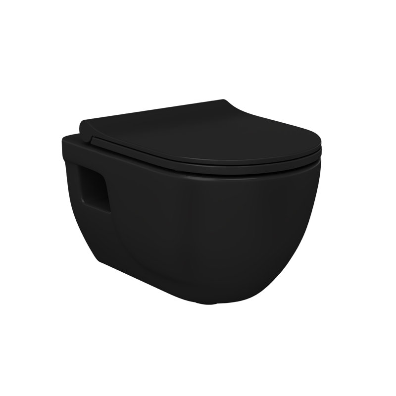 Charm BR614+TS787 Wall Mount Toilet, Matte Black