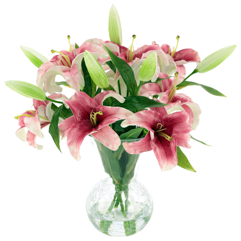 Vase Of Lilies - 16 Inches, Pink
