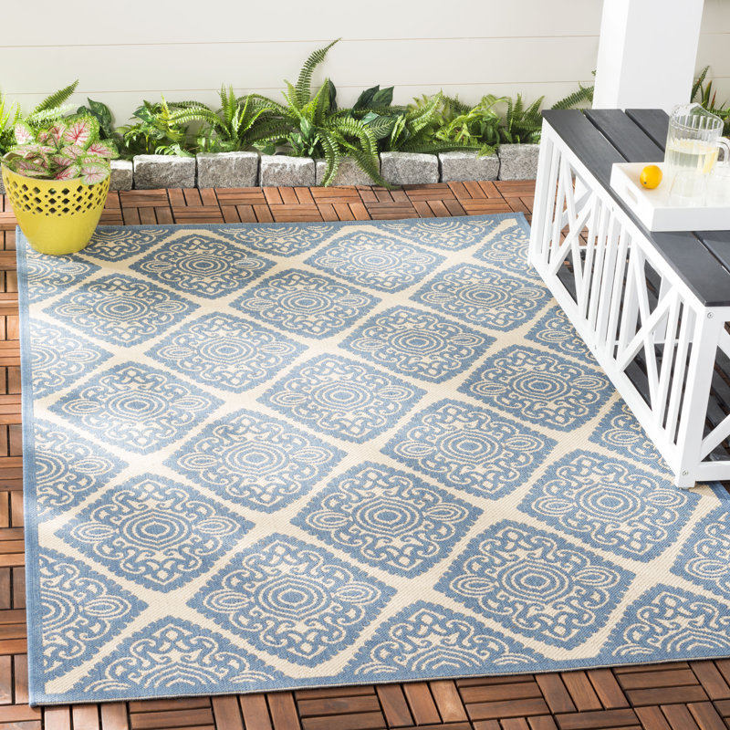 Frankee Performance Damask Indoor/Outdoor Area Rug, Rectangle 8' x 10'