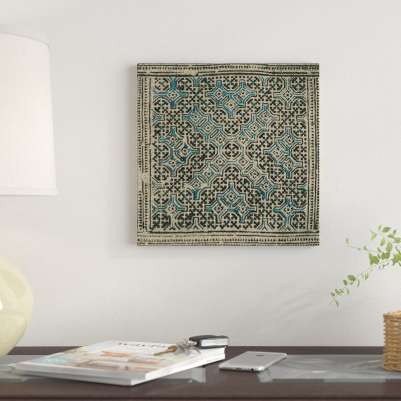 «Block Print Textile II», impression sur toile, H 26 po x l 26 po x P 1,5 po, Toile tendue, Pas de tapis