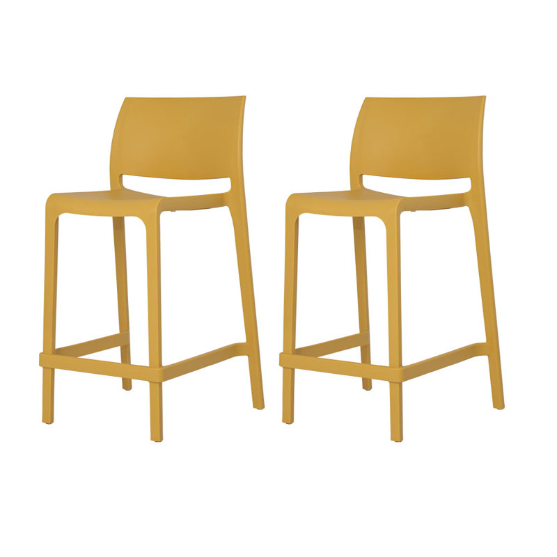 Sensilla Stackable Low Back Counter Stool, Gold