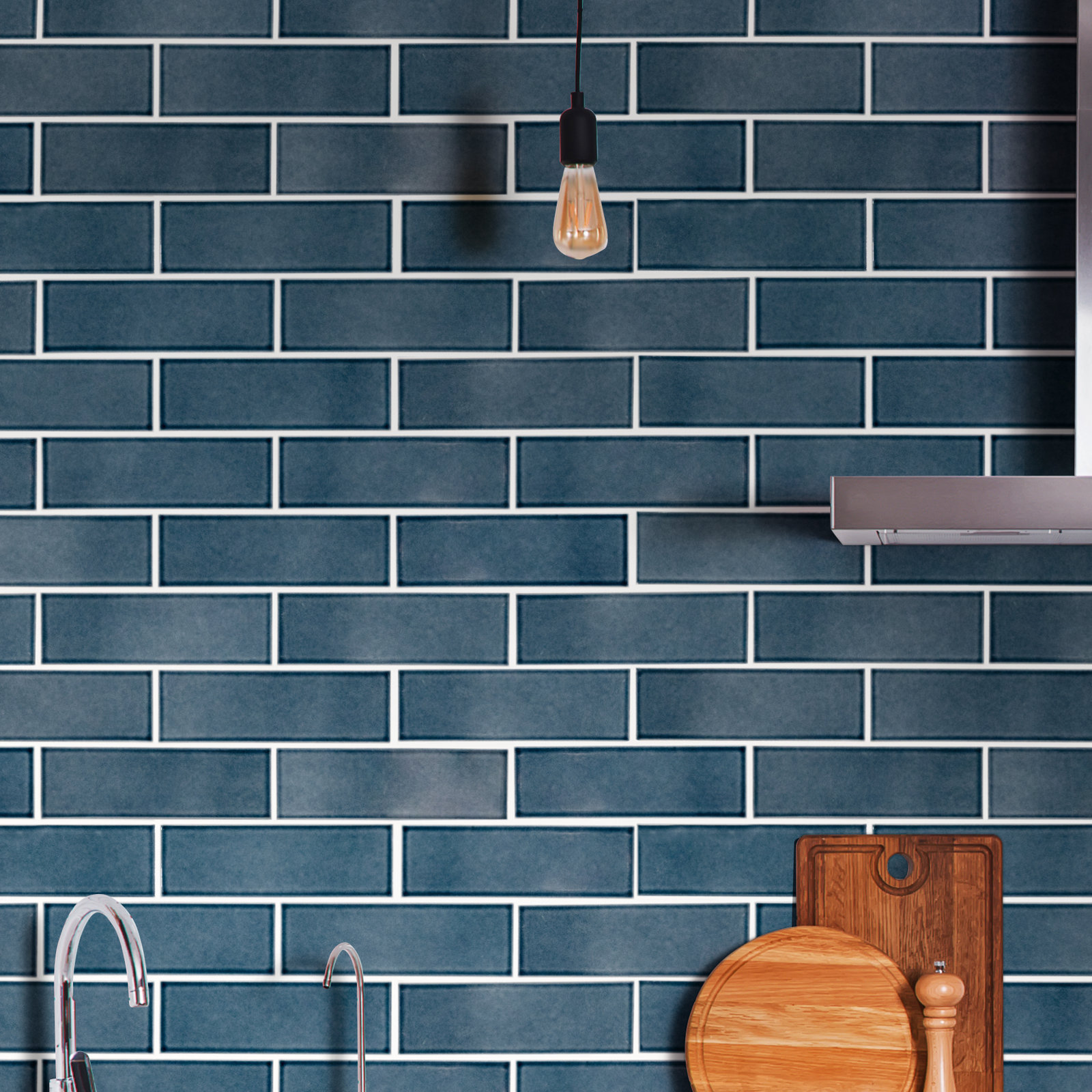 Subway 4 in. x 12 in. Glossy Ceramic Mosaic Wall Tile, Azura Mist