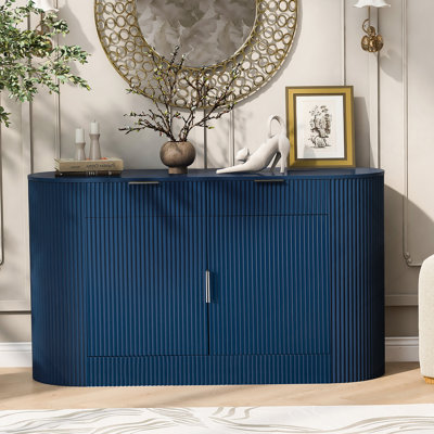 Armoire de rangement moderne avec 2 portes et 2 tiroirs, buffet en bois avec poignées en aluminium, armoire buffet pour le salon, la chambre à coucher, la salle à manger