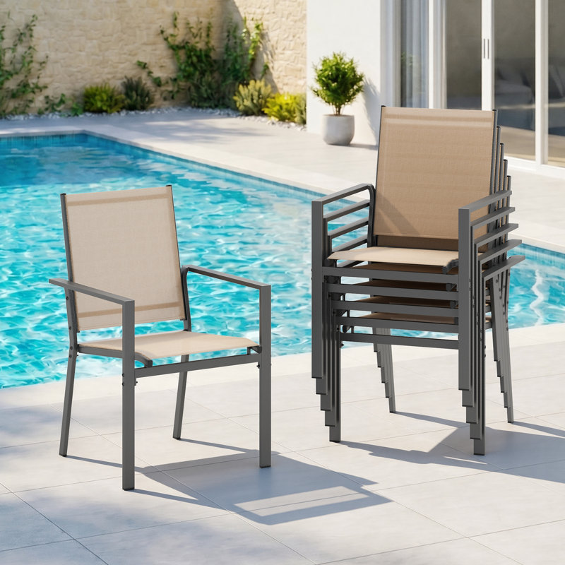 6 fauteuils de salle à manger d'extérieur 6 pièces, chaises de salle à manger empilables pour tous les temps pour la cour, le jardin
