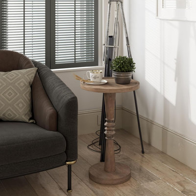  Table de bout à plateau à piédestal pour ranger des boissons, des lampes ou des plantes, brun