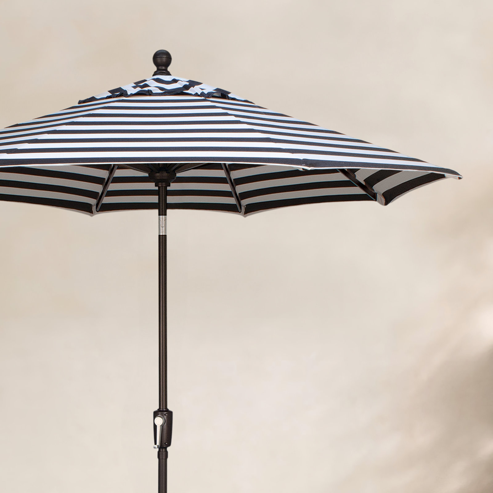 Bigsby 7.5' Sunbrella® Umbrella, Bronze, 93.5"H x 90"W x 90" D, Black/White Striped Sunbrella®