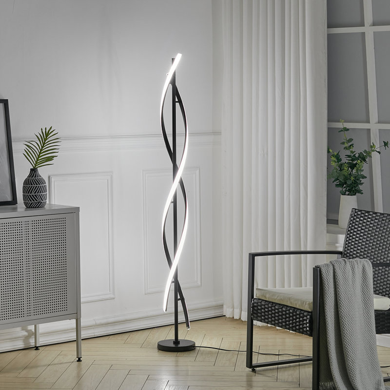 Asra Modern 60W LED Floor Lamp for Living Room, Black