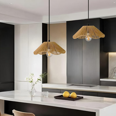2-Piece Rattan Pendant Light Set
