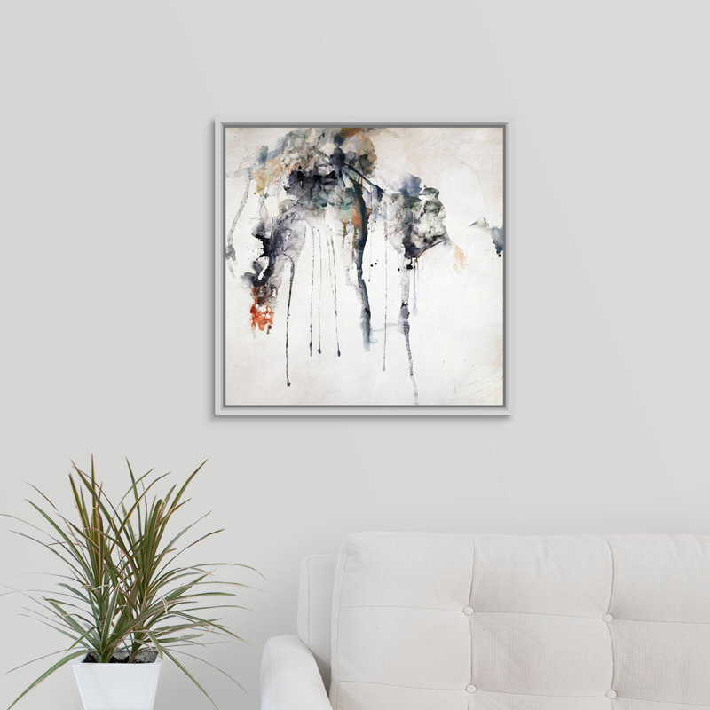 « étrange magic », peinture sur toile, H 21,7 po x l 21,7 po x P 1,75 po, Cadre flottant blanc