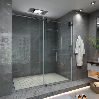 54” W x 76” H Frameless Tempered Glass Sliding Shower Door