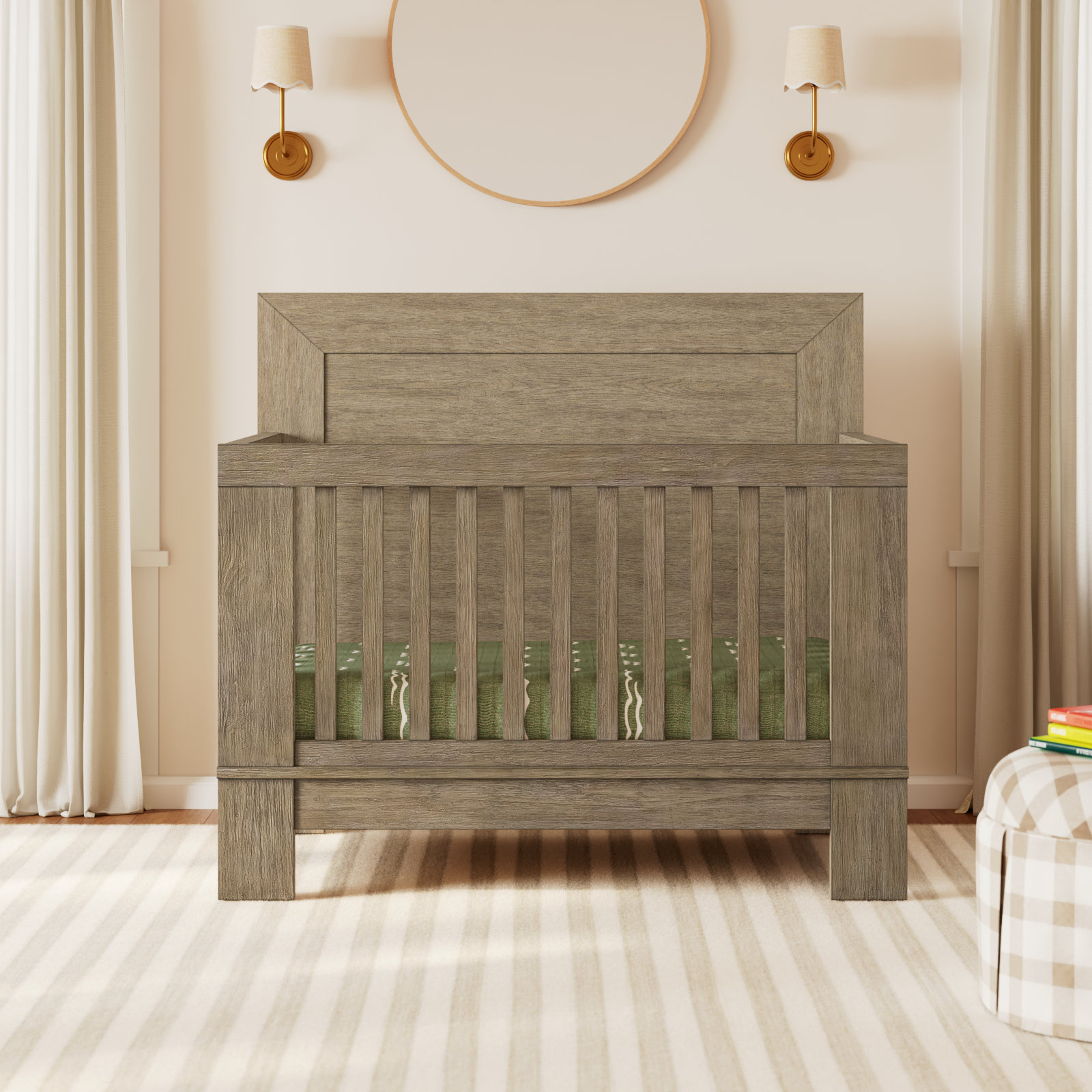 Albie 56" Wide Convertible Crib, Sandstone