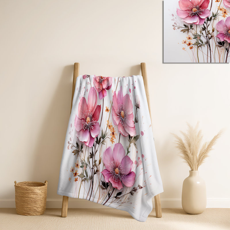 Jeté floral rose en minimalisme rose