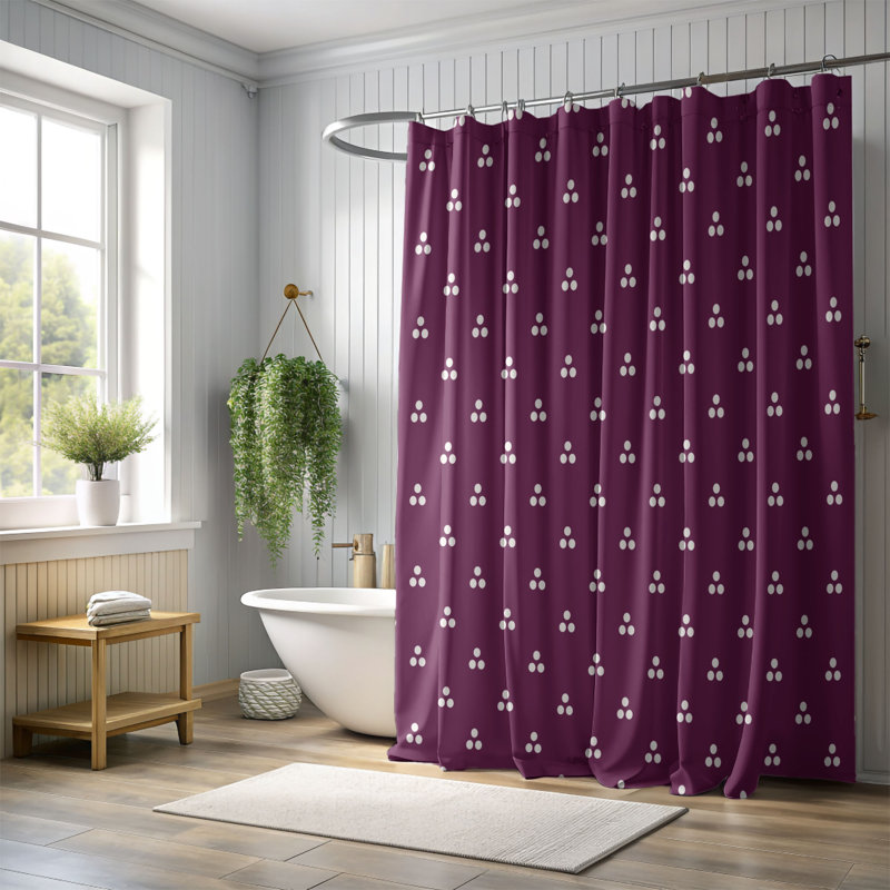 Rideau de douche à pois - Premium, H 74 po x l 71 po