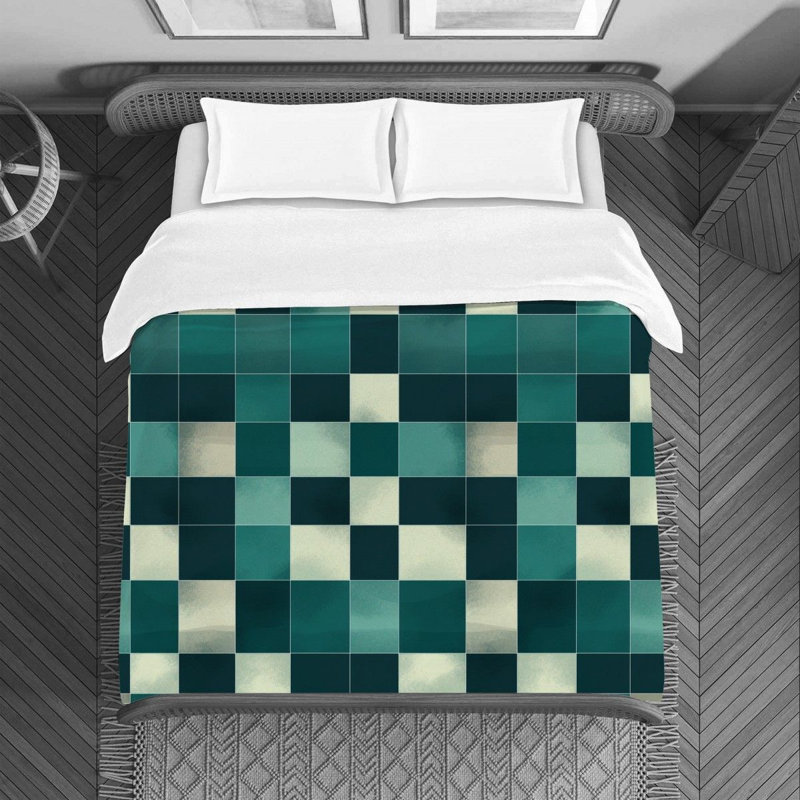 Checkered Bedding Tartan Duvet Cover Blue, Simple