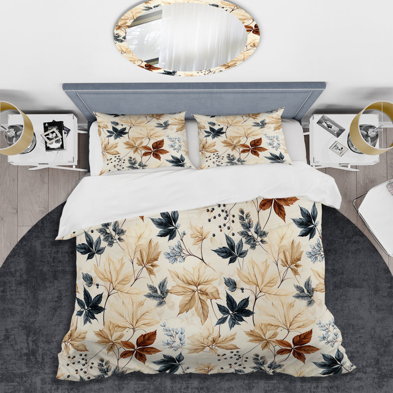 Literie à feuilles rétro I, Housse de couette simple + 1 taie décorative stan