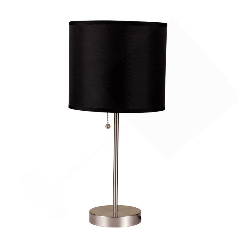 Lampe de table classique moderne avec base en métal et abat-jour circulaire Myrion, Noir