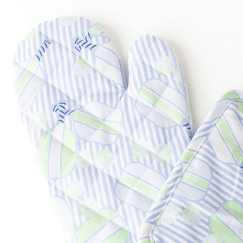 Blue Pickleball Stripe Oven Mitt Set