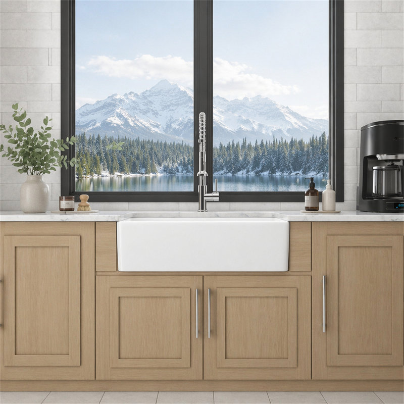 Évier de cuisine blanc - évier de cuisine 30 po x 20 po x 9 po à tablier frontal en porcelaine blanche