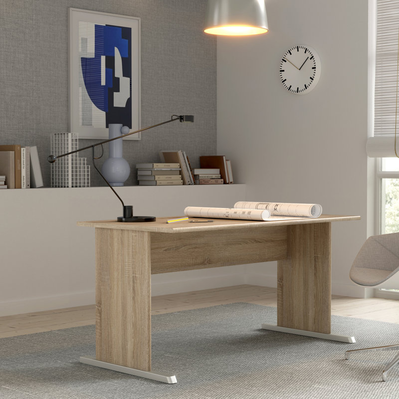 Tempra2 Particle Board / Chipboard Writing Desk, 72 cm H x 144 cm W x 72 cm D, Beige/Cream