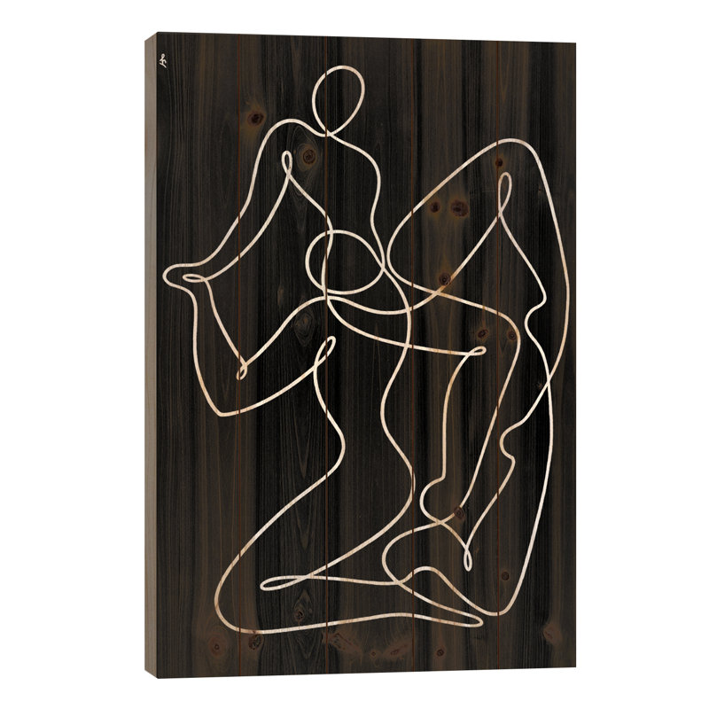 «Pas de deux» par Lia Chechelashvili - peinture sur toile tendue, H 40 po x l 26 po x P 1,5 po, Bois