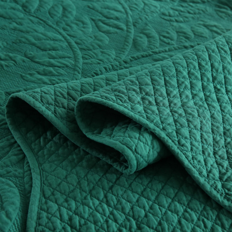 Cotton Quilt, Queen Quilt + 2 Standard Shams, Emerald