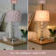 Lampe de table 22 "en forme de cœur en métal empilé en cristal" Ariel "rose / blanc