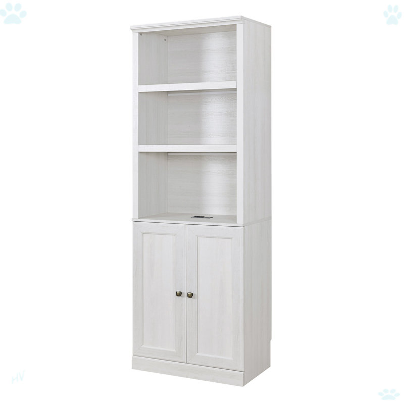 1 Doors Bookshelf With USB Port And 3 Open Shelves Bookcase Side Cabinet