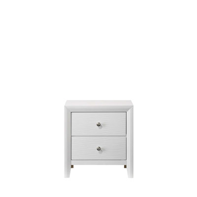 Contemporary Modern Look 2-Drawer Nightstand End Table Two Storage Drawers Round Knobs Bedroom Living Room Wooden Furniture