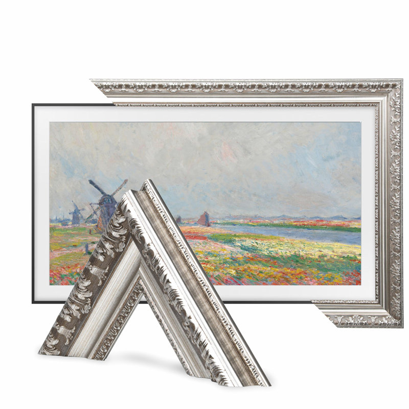 Cadre télé rustique pour cadre Samsung, Argent rustique, 65"