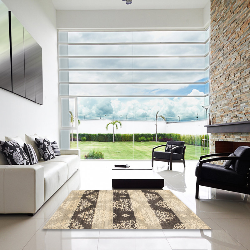 Tapis brun/gris zone contemporaine, Carré 7 pi