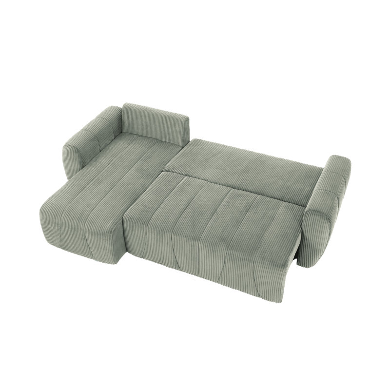 Canapé modulaire en L convertible, Velours côtelé gris