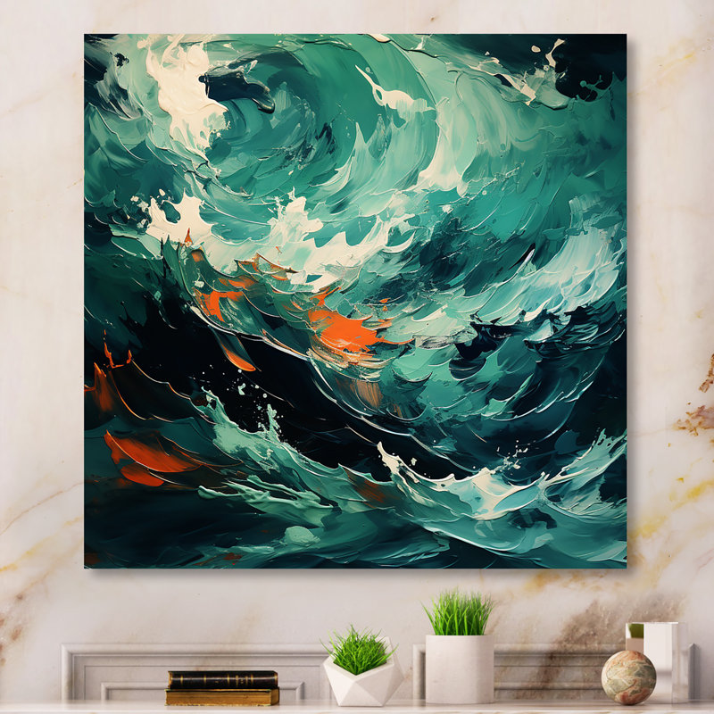 Rolling Surf Waves III - art mural en métal Waves, H 16 po x l 16 po x P 1 po