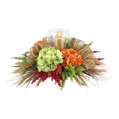 Hydrangea Fall Centerpiece with Candleholder