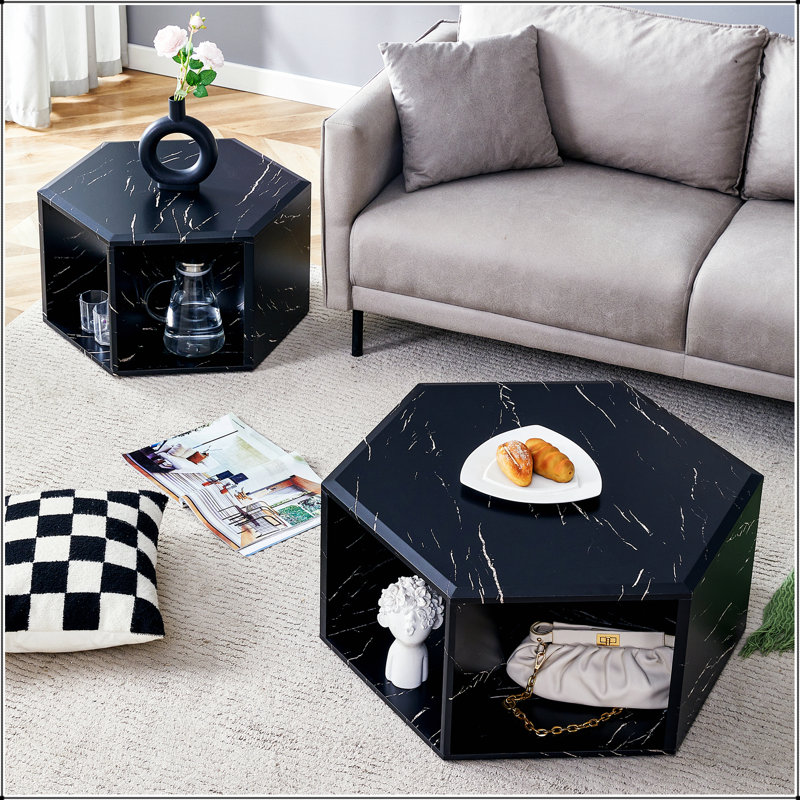 Ensemble de tables basses Modern Minimalist, Noir