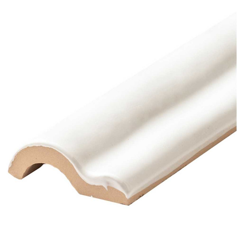 Rail de chaise en céramique polie 2 po x 6 po Talavera, Blanc