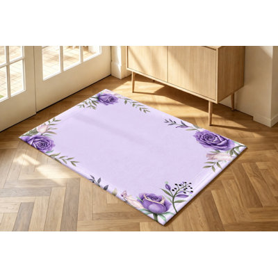 Tapis floral mauve rétro Vintage, motif floral mauve foncé, tapis antidérapant doux et durable lavable à la machine, décoration intérieure élégante pour salon, chambre à coucher, dortoir, appartement, entrée, cuisine, balcon