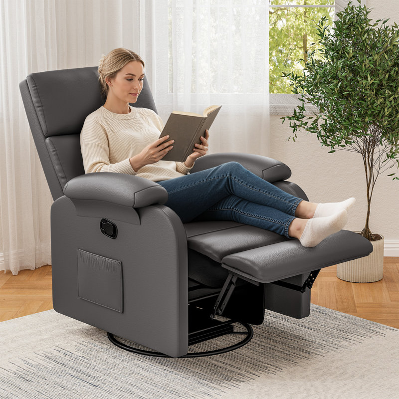Your All-in-One Comfort Zone: Swivel, Recline, and Unwind with Massage, Gray