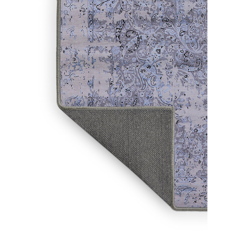 Tapis bleu à motif cachemire, Rectangle 8 pi x 12 pi