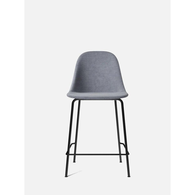 Harbour Upholstered Bar Stool with Metal Frame, Dakar 0842 Black Genuine Leather, Bar Stool (28.7" Seat Height)