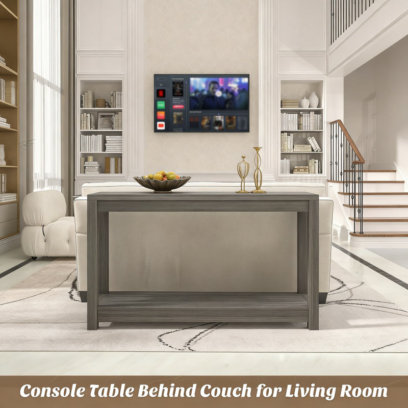 Console de style campagnard avec tablettes de rangement, table de canapé étroite derrière le canapé, table d'entrée avec rangement ouvert, assemblage facile pour le salon, la chambre à coucher ou le couloir