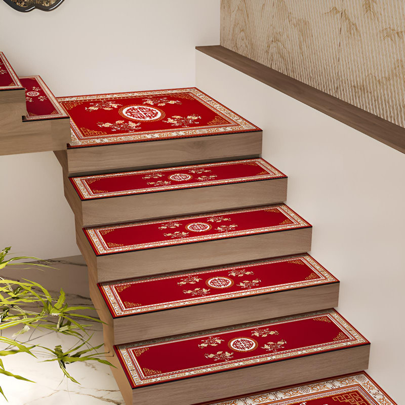 Tapis d'escalier antidérapant de style chinois moderne