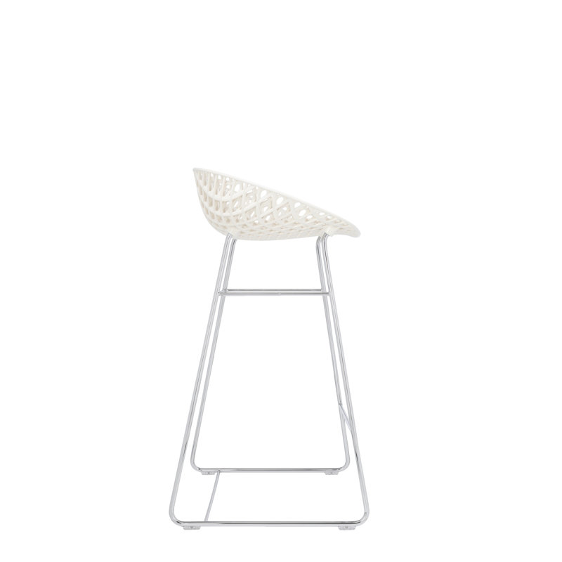 Smatrik Stool with Metal Frame, White/Chrome