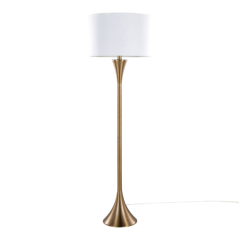 Lenuxe 65" Contemporary Metal Floor Lamp With Linen Shade From Grandview Gallery, Rose Gold