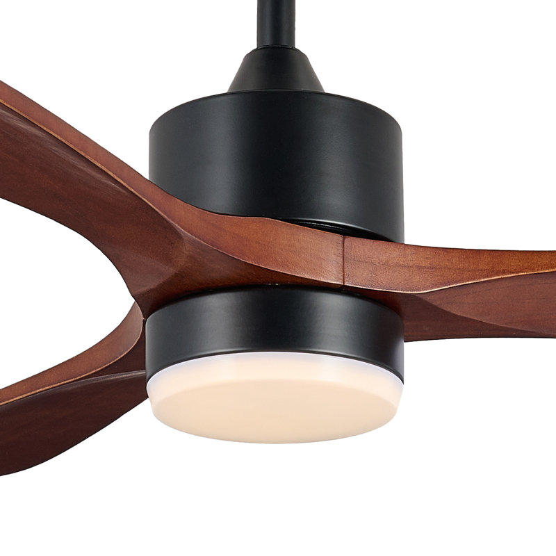 Calisse 52" Modern Farmhouse Ceiling Fan with Dimmable LED Light and Remote, Black/Brown