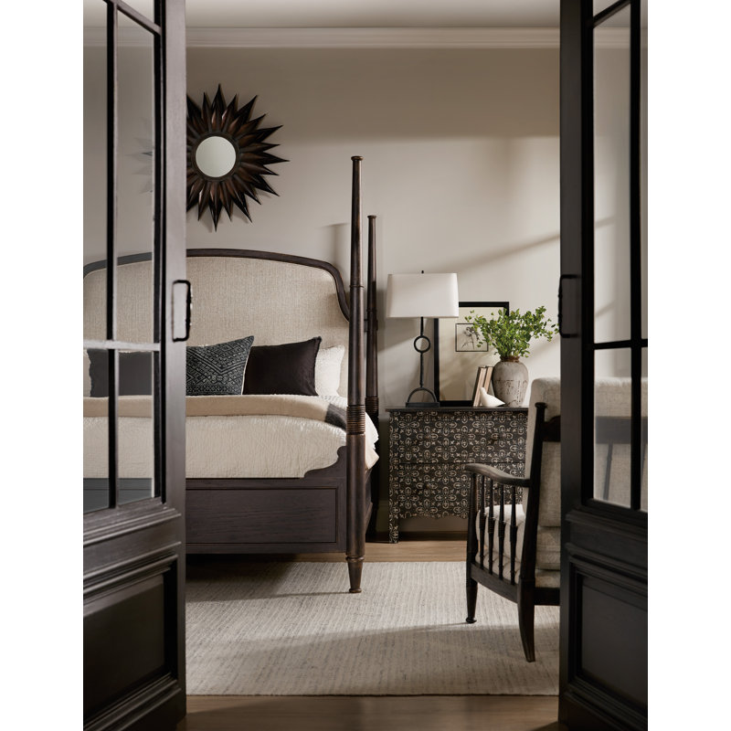 Americana Upholstered King Bed, Black/Beige, King